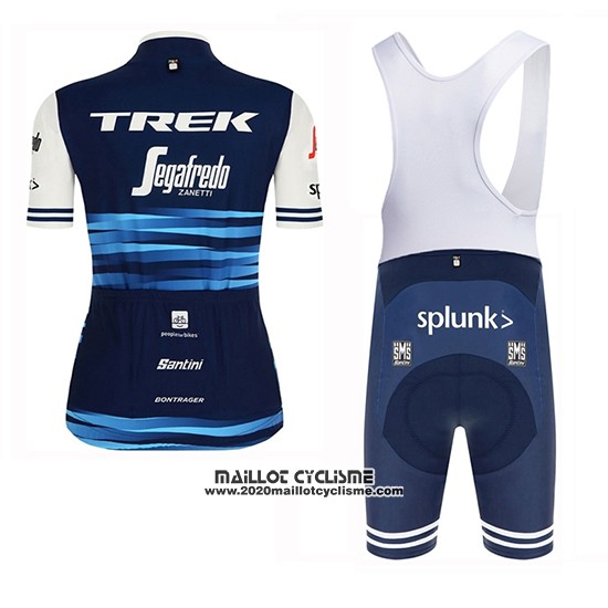 2019 Maillot Ciclismo Femme Trek Segafredo Bleu Manches Courtes et Cuissard